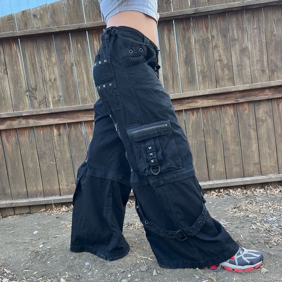 Tripp nyc Pants - Y2K Tripp NYC Goth Punk Emo Rock Streetwear Chains Mesh Studded Zip Off Pants